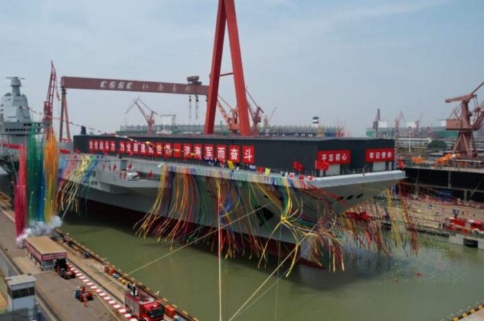 shanghai:-china-launches-its-third-largest-ship,-the-fujian