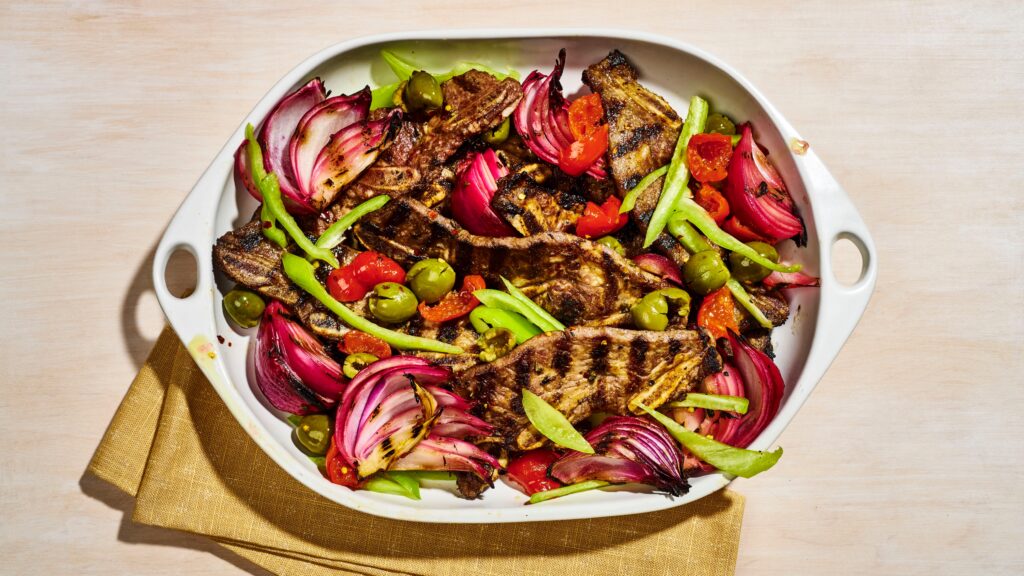 garlicky-grilled-ribs-with-charred-onion-salad