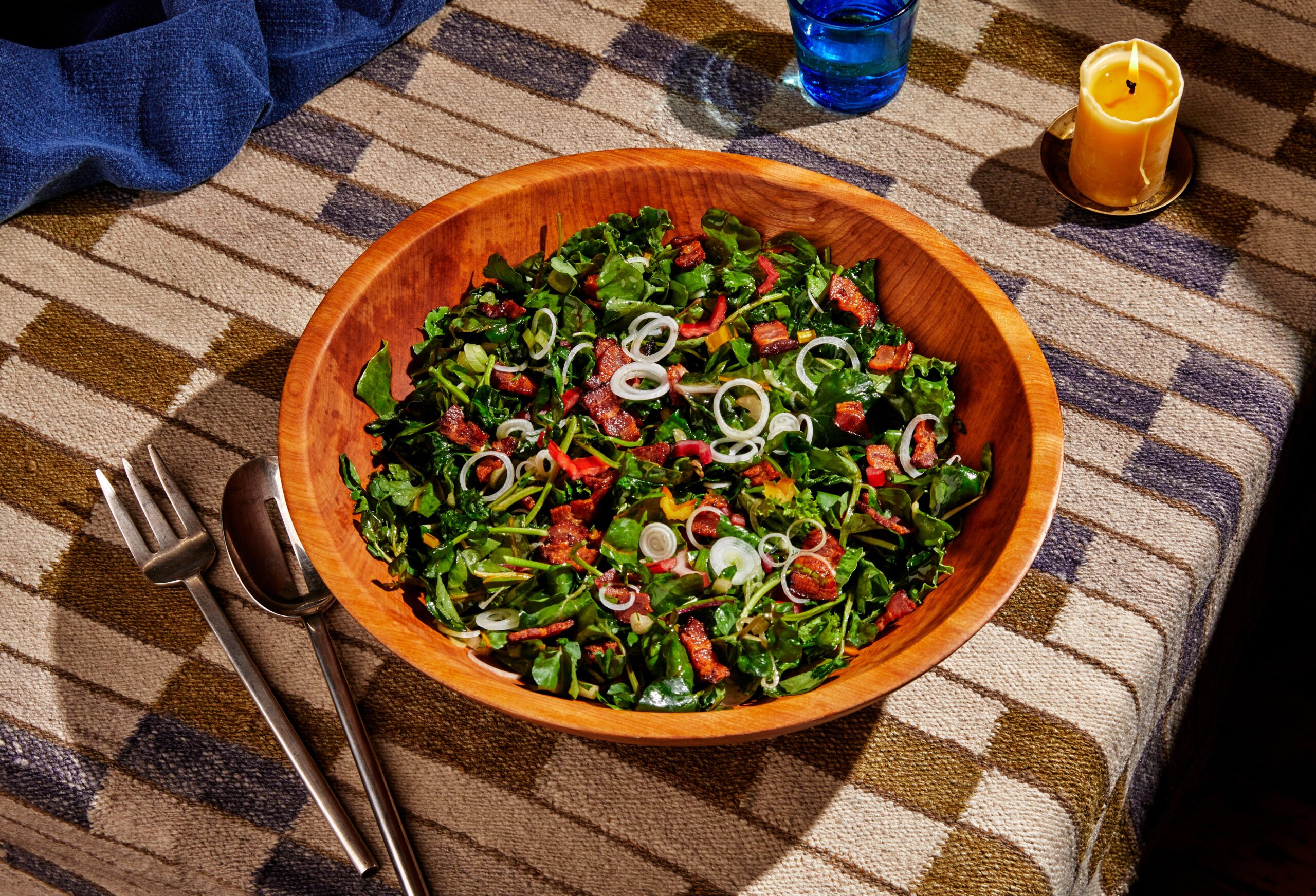spring-greens-with-hot-bacon-vinaigrette